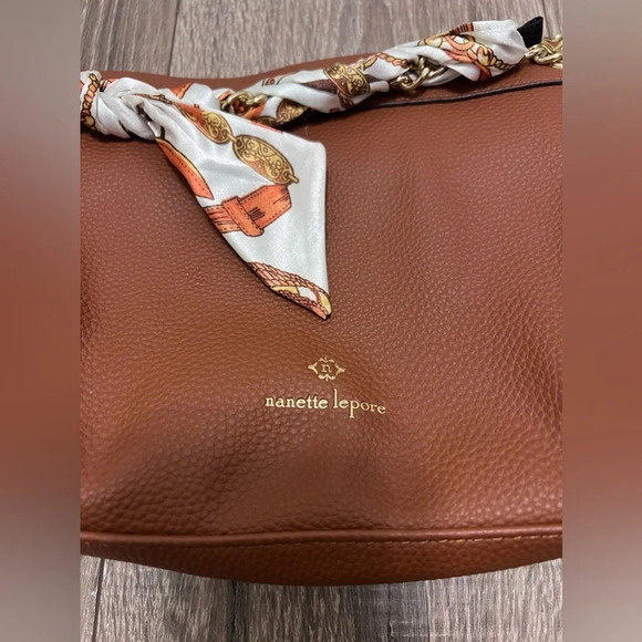 Nanette Lepore Adley Crossbody 28715957 Purse Camel Tan Removable Scarf 👜 - Picture 3 of 8